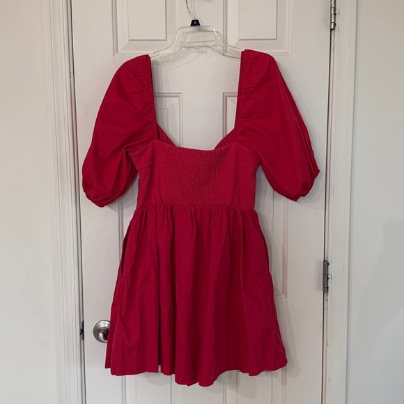 Maeve Like New Puff-Sleeve Sweetheart Mini Dress in Red Size Medium - Picture 6 of 7